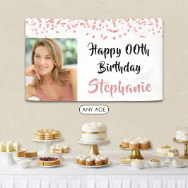 Jedes Jahr Geburtstag Rose Gold Confetti Script Fo Banner