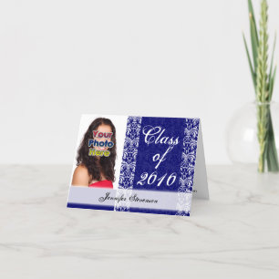 Jedes Jahr~ Hübsche Blau/Weiß-Damaskkartkarte Einladung