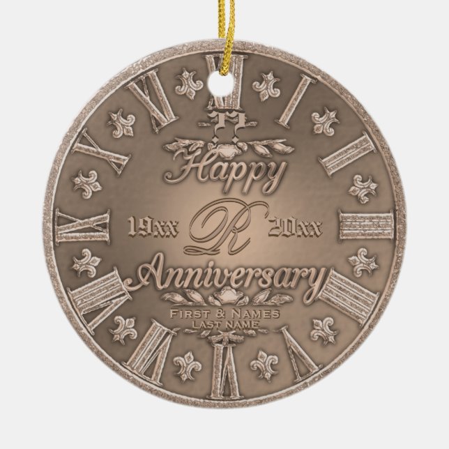 Jedes Jahr Kupfer Look Anniversary Ornament (Vorne)