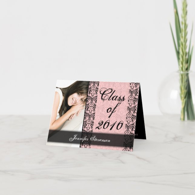 JEDES JAHR Lacy Pink Abschluss Card Einladung (Vorderseite)