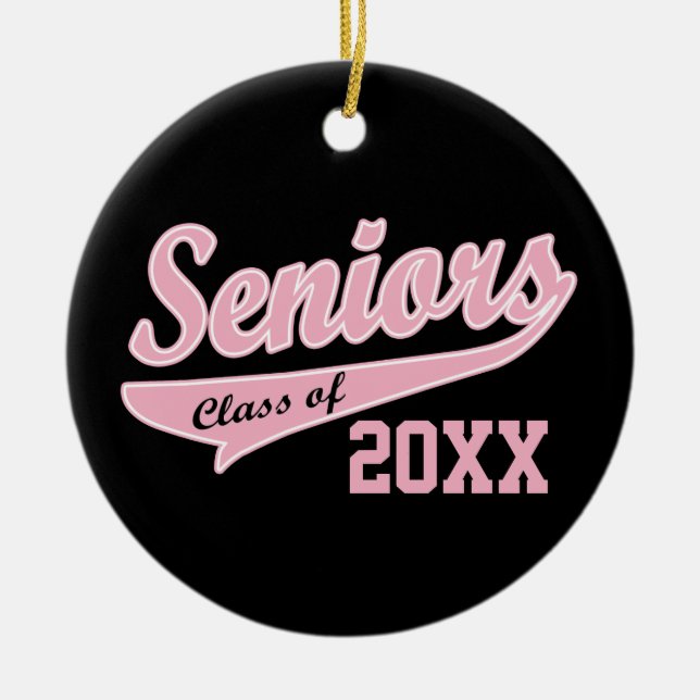 Jedes Jahr, Senior Class Pink/Black Abschluss Keramik Ornament (Vorne)