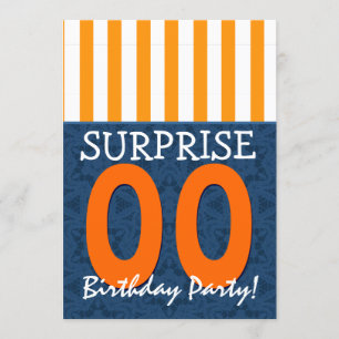 JEDES JAHR Überraschung Geburtstag Blue Orange Tem Einladung