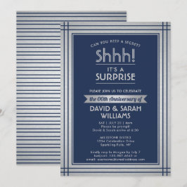 JEDES JAHR Überraschung Jubiläum Navy Blue und Sil Einladung