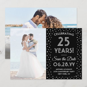 JEDES Jubiläum 2 Foto Elegant Navy Blue & White Save The Date