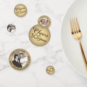 JEDES Jubiläum Cheers Gold Ombre 3 Foto Table Konfetti