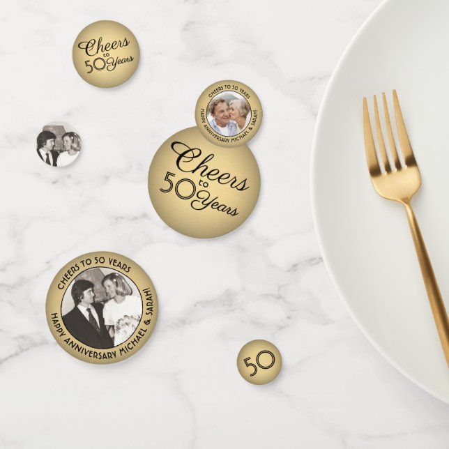 JEDES Jubiläum Cheers Gold Ombre 3 Foto Table Konfetti (Gruppe)