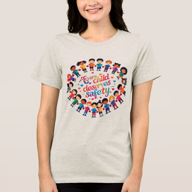 "Jedes Kind verdient Sicherheit" Kindervertretung  Tri-Blend Shirt (Vorderseite)