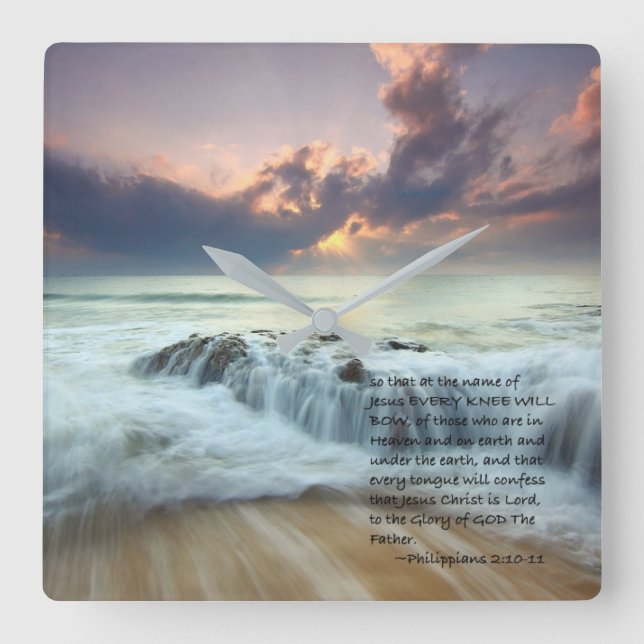 Jedes Knie beugt… Quadratische Wanduhr (Vorderseite)