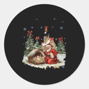 Jedes Knie soll sich beugen Lustige Weihnachtsszen Runder Aufkleber