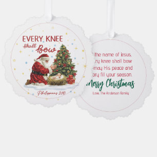Jedes Knie soll sich beugen Santa und Weihnachten  Ornament Karte