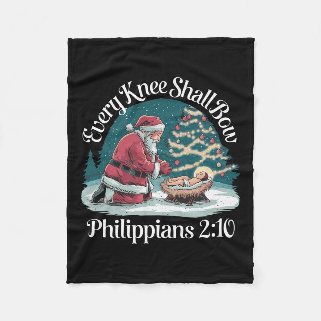 Jedes Knie wird Bow Jesus Christlich Santa Xmas Ch Fleecedecke (Vorderseite)