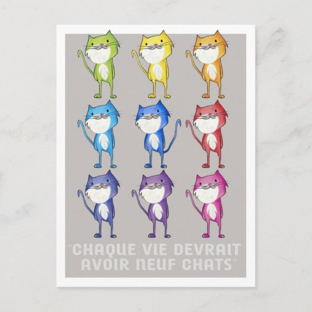 Jedes Leben sollte neun Katzen haben Postkarte (Vorderseite)
