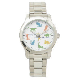 Jedes Leben verdient 9 Katzen Funny Cat Spaß Armbanduhr