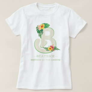 Jedes Letter Monogram Tropical Blume Plam-Blätter T-Shirt