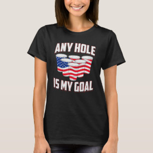 Jedes Loch ist mein Ziel amerikanische Flagge Bier T-Shirt