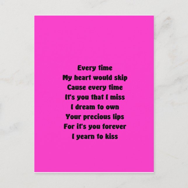 Jedes Mal, wenn mein Herz überspringen würde Postkarte (Vorderseite)