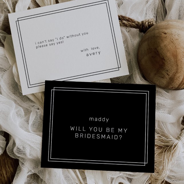 JEDES moderne Schwarz wirst du meine Bridesmaid-Ka Einladung (AVERY Modern Black Will You Be My Bridesmaid Cards)