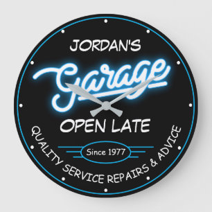 Jedes Namensgarage Datum Blue Red Retro Imitate Ne Große Wanduhr