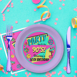 JEDES Party ALTER 90er Jahre lila rosa aquamarin p Pappteller