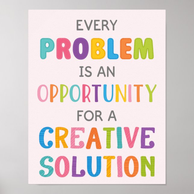 Jedes Problem ist eine Chance, Wachstum Mindset Poster (Vorne)
