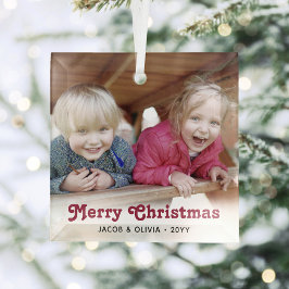 Jedes rot-Retro-Typografie-Einfaches Foto-Overlay Ornament Aus Glas