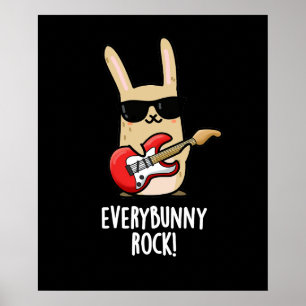 Jedes sonnige Rock Funny Animal Rabbit Puff Dark B Poster