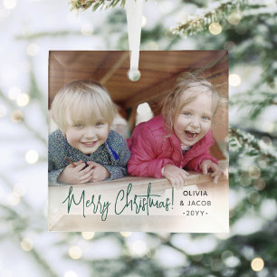 Jedes Text-Foto Overlay Modernes, einfaches, grüne Ornament Aus Glas