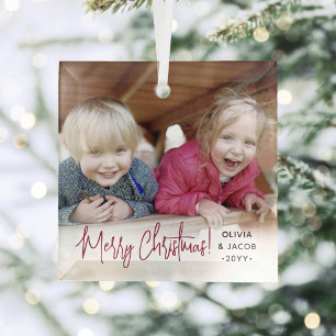 Jedes Text-Foto-Overlay Modernes, einfaches, rotes Ornament Aus Glas