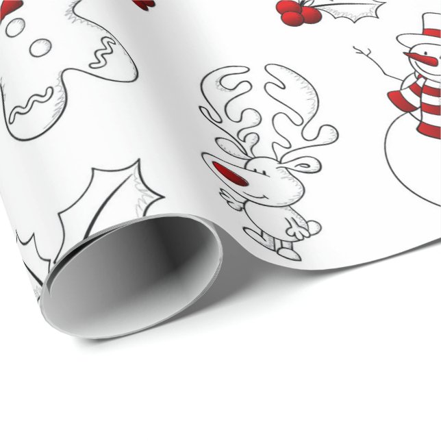 Jedes Weihnachtszeichen rot und weiß Geschenkpapier (Rolleneckpunkt)