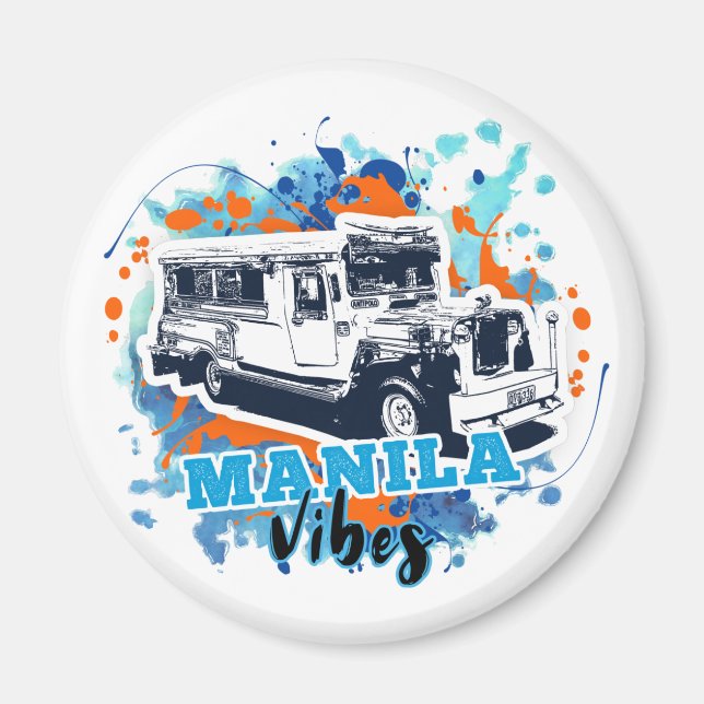 Jeepney Manila Vibes Blue Orange Magnet (Vorne)