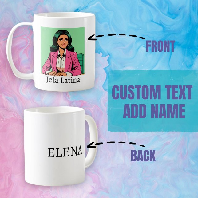 Jefa Latina Pop Art Individuelle Name Kaffeetasse (Jefa Latina Pop Art Custom Name Coffee Mug.)