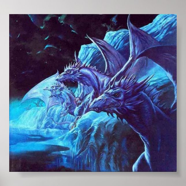 Jeff Easley - Unbekannt - Blaue Drachen an der Küs Poster (Vorne)