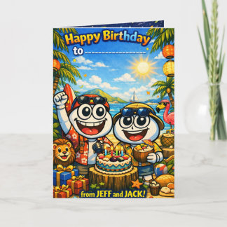 Jeff & Jack Kindergeburtstagskarte – Lustige Feier Karte