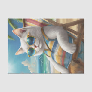 Jeff Kickt Zurück, Weiße Katze Strandstuhl Seidenpapier