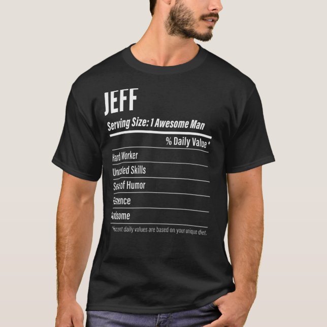 Jeff Serving Size Nutrition Label Calories T-Shirt (Vorderseite)