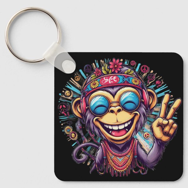"Jeff the Chill Monkey" Keychain Aluminum Keychain Schlüsselanhänger (Vorderseite)