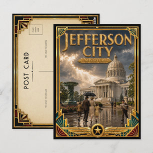 Jefferson City Missouri Vintage Art Deco Goldenes  Postkarte