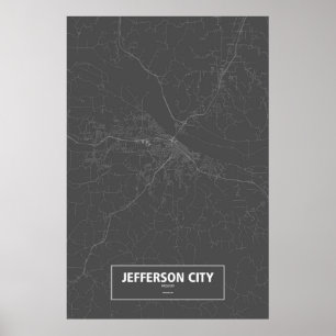 Jefferson city, Missouri (weiß auf Schwarzem) Poster