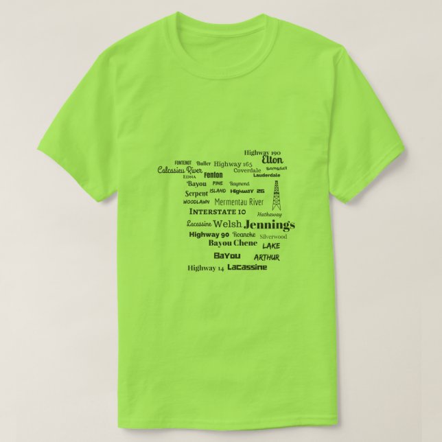 Jefferson Davis-Gemeinde Cajun Louisiana T-Shirt (Design vorne)