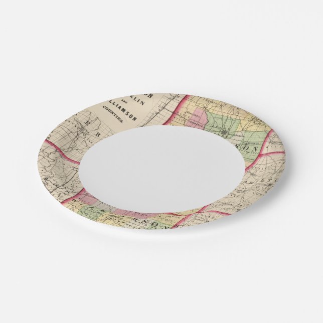 Jefferson, Franklin, Williamson-Landkreis Pappteller (Schrägansicht)