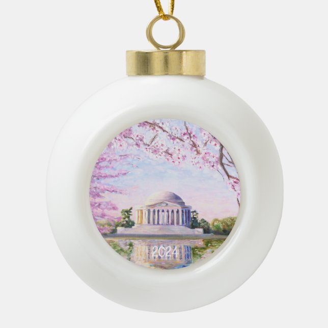 Jefferson Memorial Cherry Blüten Keramik Kugel-Ornament (Vorderseite)