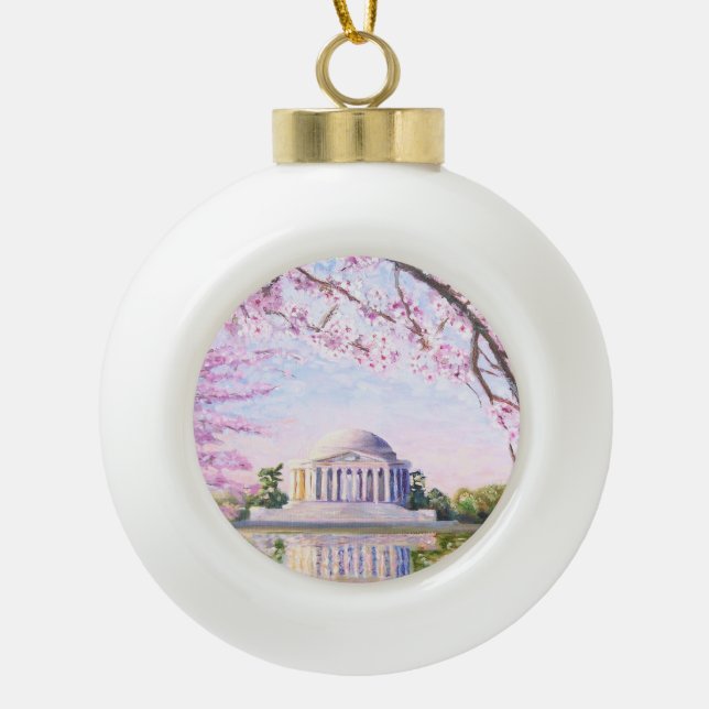 Jefferson Memorial Cherry Blüten Keramik Kugel-Ornament (Vorderseite)