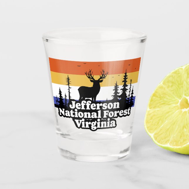 Jefferson National Forest Virginia Schnapsglas (Vorderseite)