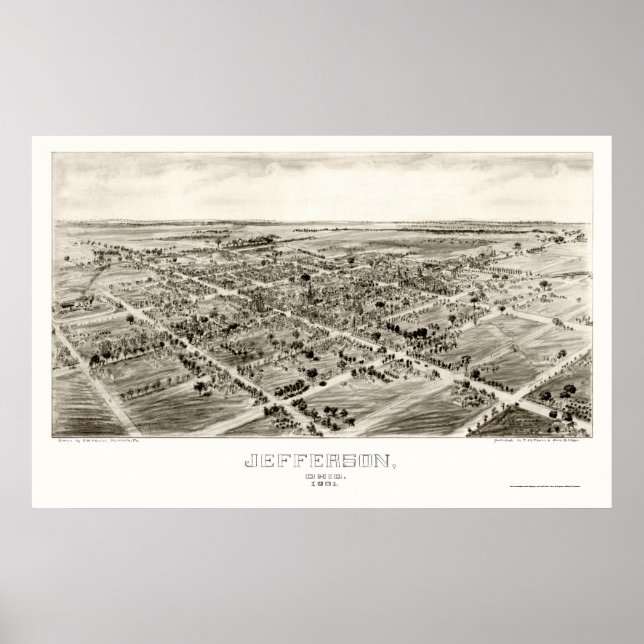 Jefferson, OH Panorama Karte - 1901 Poster (Vorne)