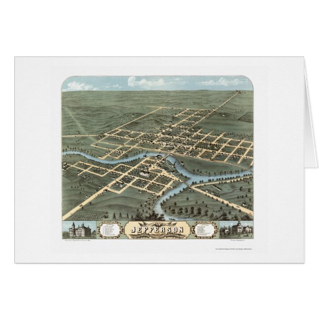 Jefferson, panoramische Karte WI - 1870 (Vorderseite (Horizontal))