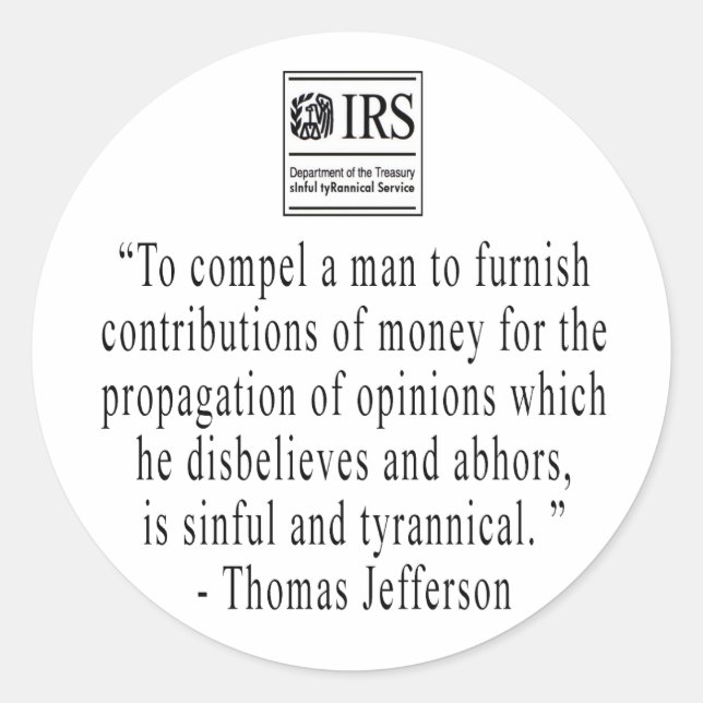 Jefferson Quote Aufkleber (Vorderseite)