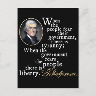 Jefferson Tyrannei-Freiheit Zitat Postkarte