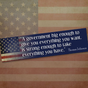 Jefferson: Vorsicht vor der großen Regierung Autoaufkleber