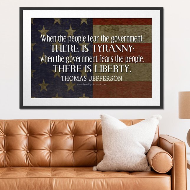 Jefferson Zitat über Freiheit und Tyrannei Poster (Patriotic Poster)