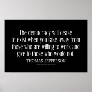 Jefferson Zitat zur Demokratie Poster